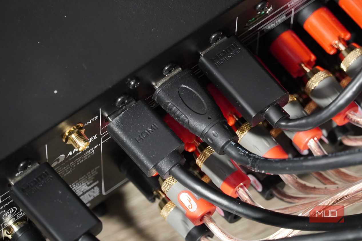 HDMI ports plugged into 8K HDMI inputs and outputs.