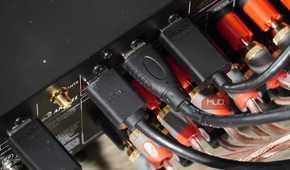 HDMI ports plugged into 8K HDMI inputs and outputs.