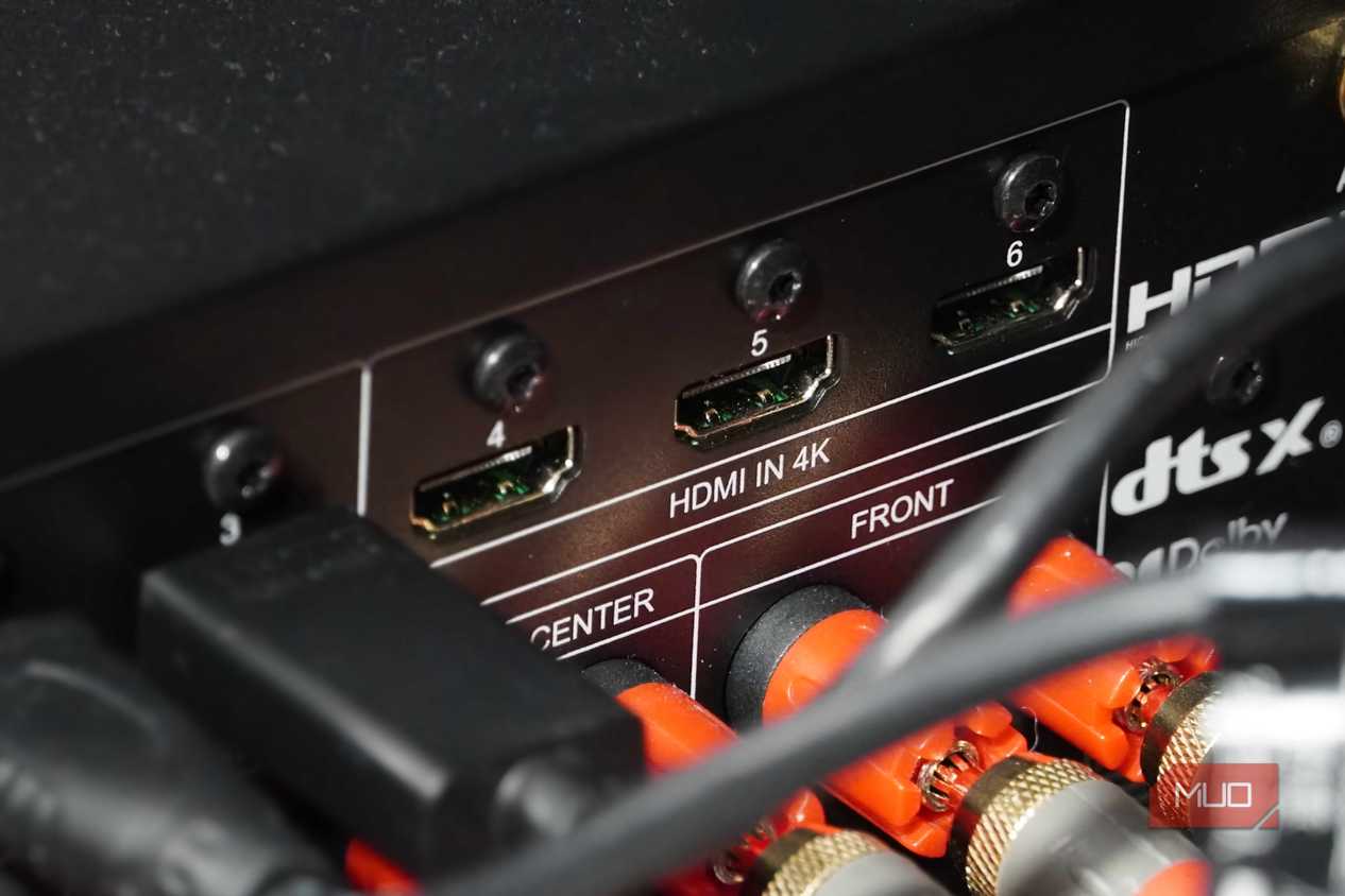 A close-up of unused HDMI 4K inputs.