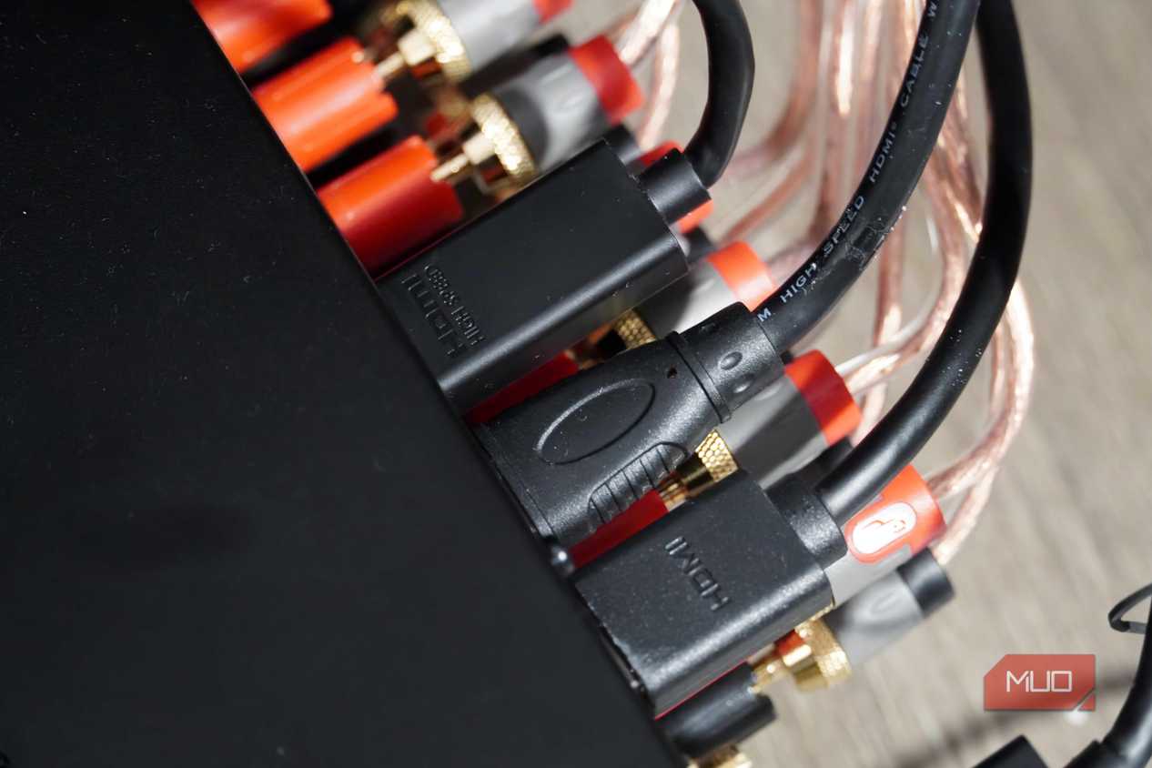 HDMI ports plugged into an AV receiver.