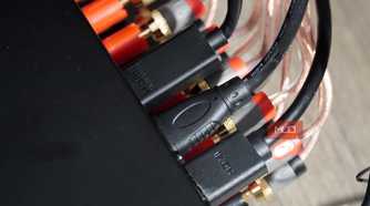 HDMI ports plugged into an AV receiver.