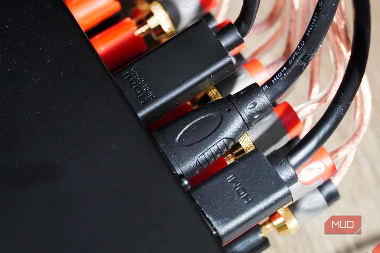 HDMI ports plugged into an AV receiver