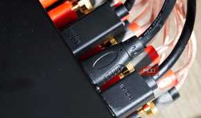 HDMI ports plugged into an AV receiver