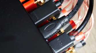 HDMI ports plugged into an AV receiver