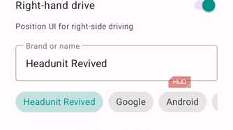Headunit Revived Android Auto Right Hand Drive Setup Configuration Screen