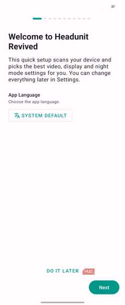 Headunit Revived Welcome Setup Screen App Language Selection