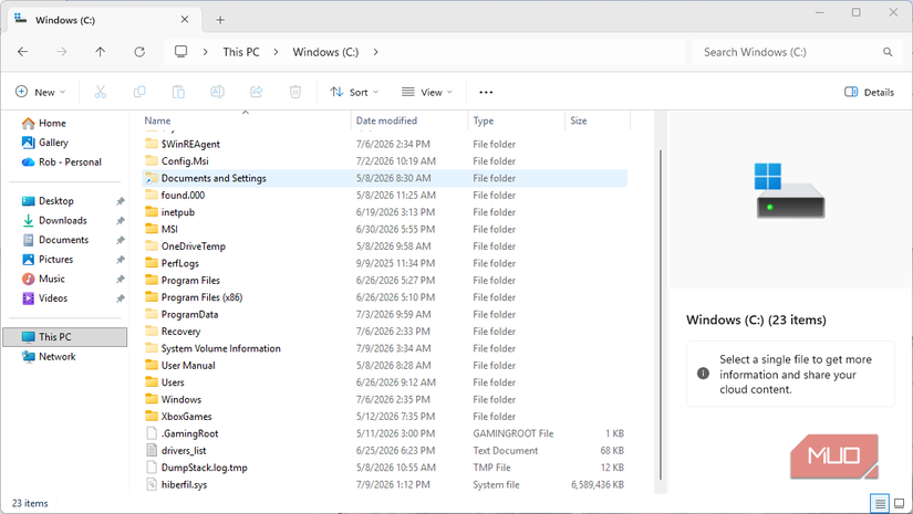 Hiberfil.sys file at 6.3GB in File Explorer