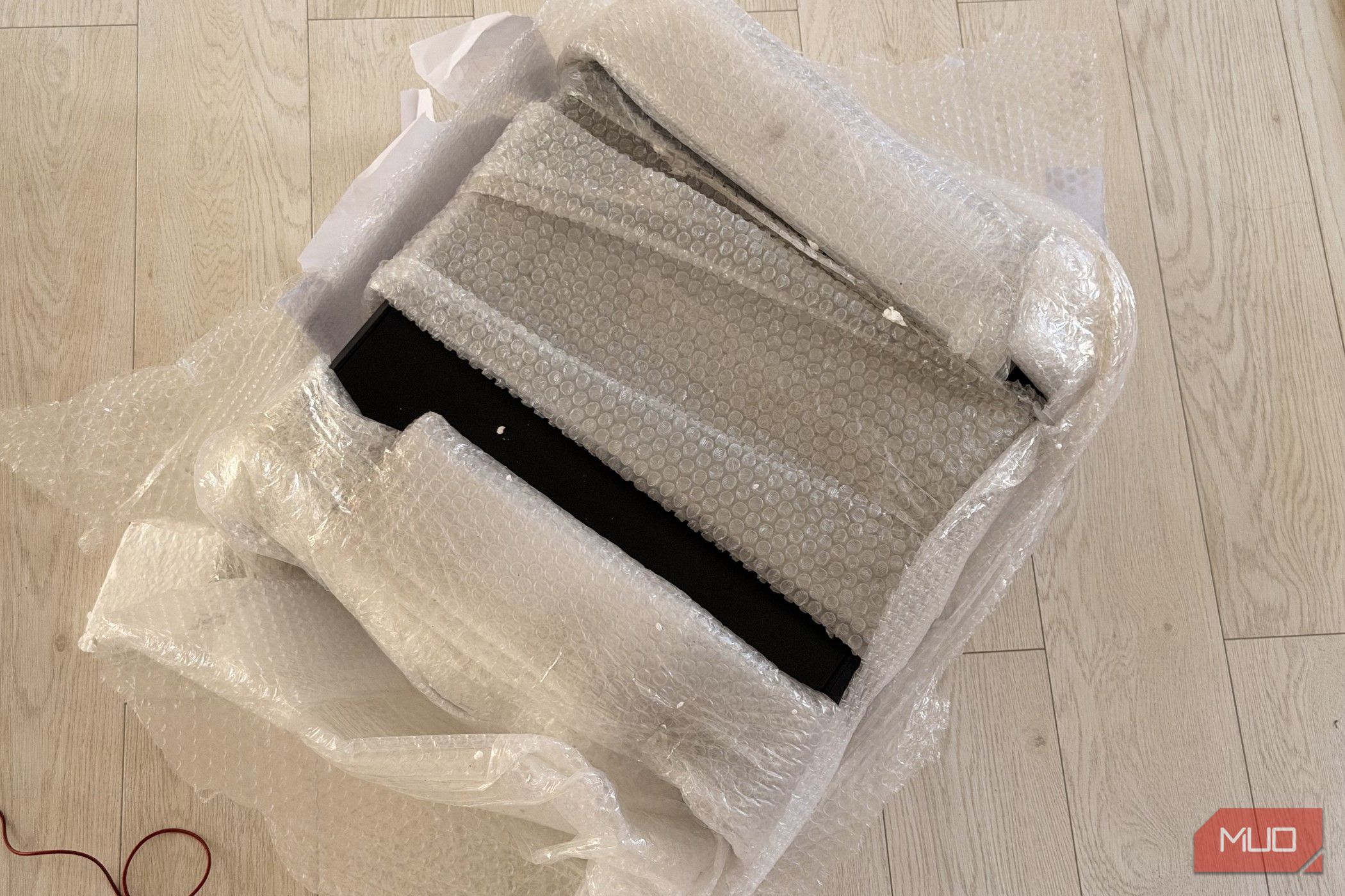 HP Z6 workstation wrapped in bubble wrap during unboxing