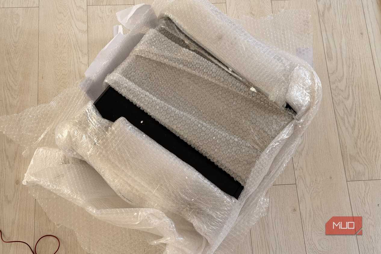 HP Z6 workstation wrapped in bubble wrap during unboxing