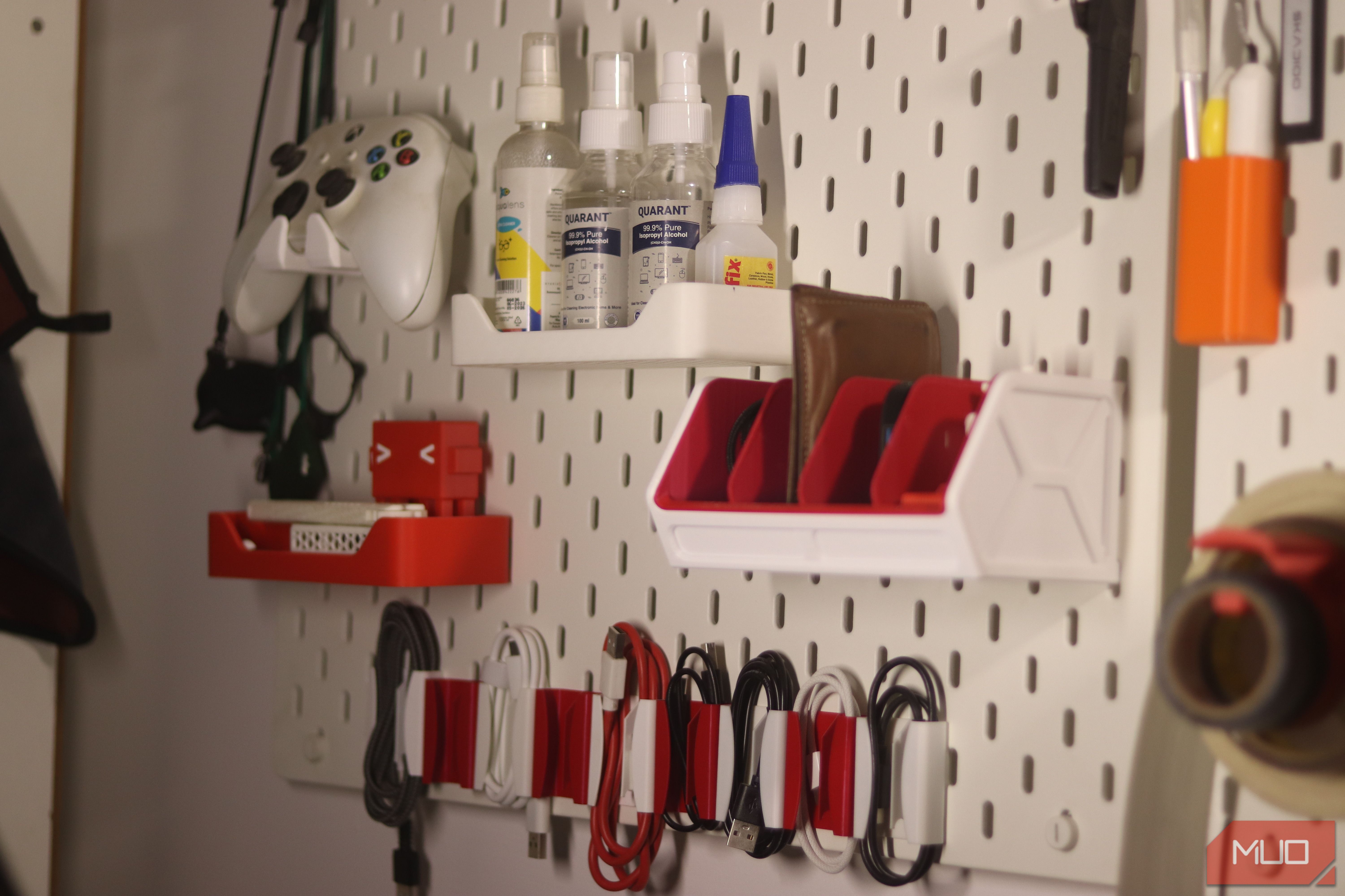 Ikea Skadis with 3D printed trays.