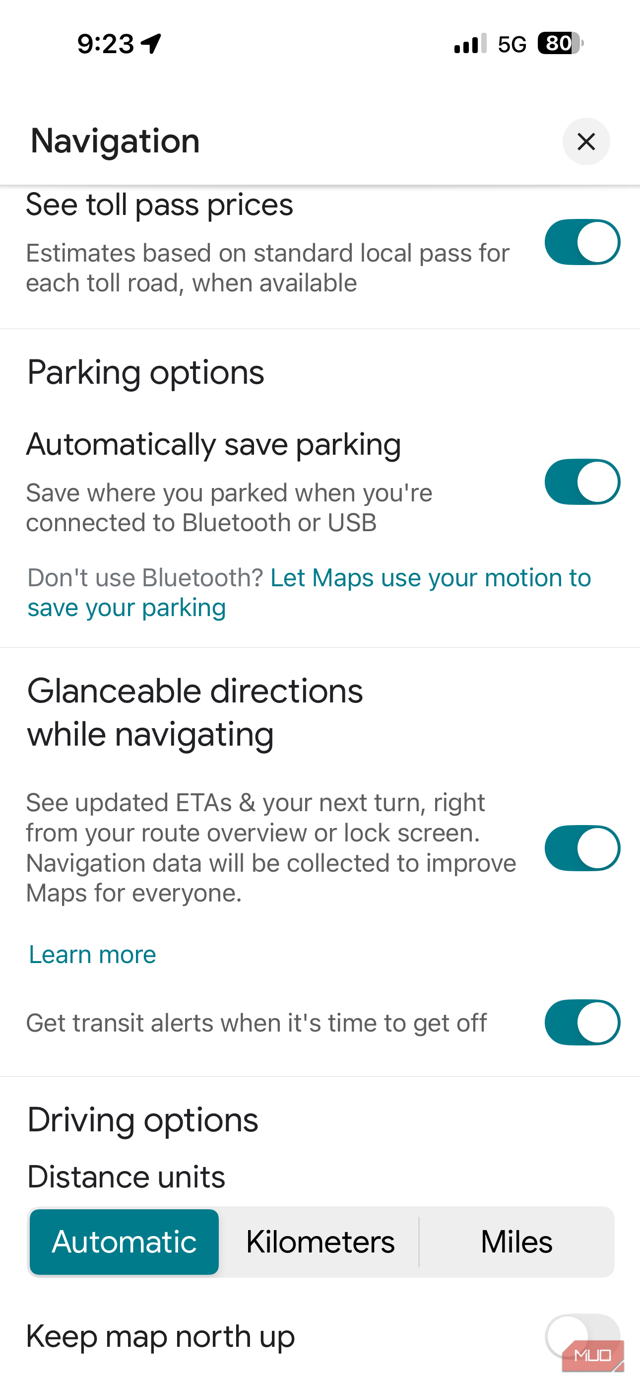 Auto save parking toggle ON