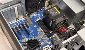 Inside the HP Z6 G4 case showing the PCIe slots, CPU fan, and heatsink