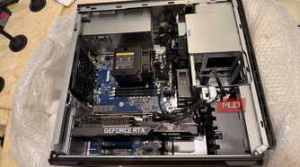 Inside the HP Z6 G4 case with an ASUS TUF Gaming RTX 3090 graphics card installed