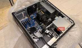 Inside the HP Z6 G4 case with the motherboard tray and drive bay installed