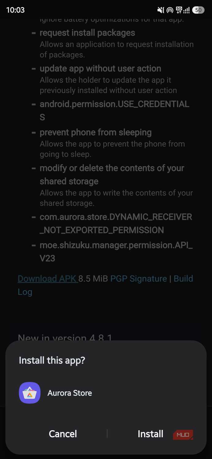 Installing Aurora Store