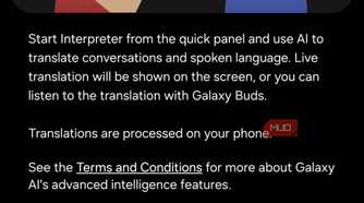 Interpreter feature on Samsung phone
