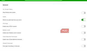 iPad Spacedesk application settings menu on screen