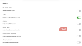iPad Spacedesk application settings menu on screen