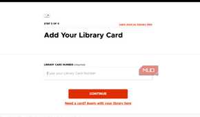 Step 3 of the Kanopy setup process where you type in your library card number
