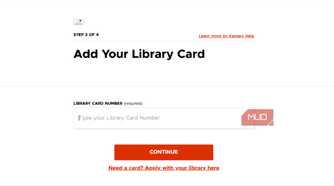 Step 3 of the Kanopy setup process where you type in your library card number
