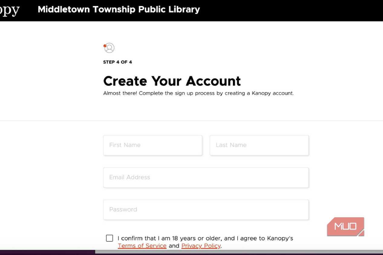 Step 4 of the Kanopy setup process