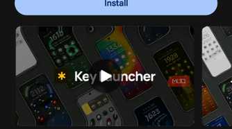 Google Play Store page for "Key Launcher: T9 Focus & Speed" featuring app details, preview media, and an Install button