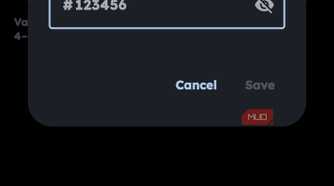 Modal dialogue titled "Set Vault Password" prompting the user to enter a 4-8 digit password on a numeric keypad