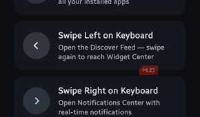 Onboarding guide titled "Navigate with Gestures" listing directional swipe shortcuts for apps, feeds, and notifications