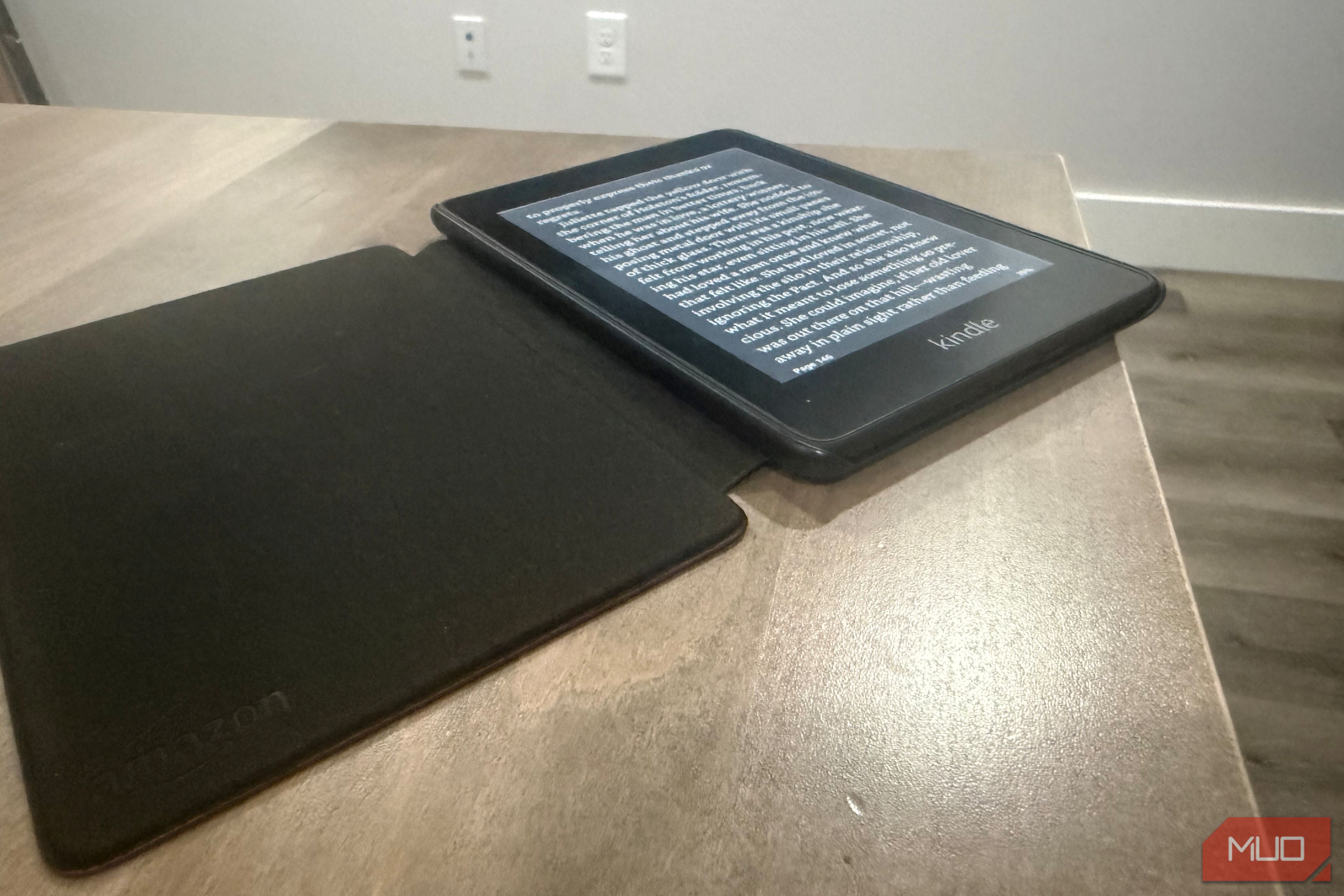 kindle paperwhite in case on desk