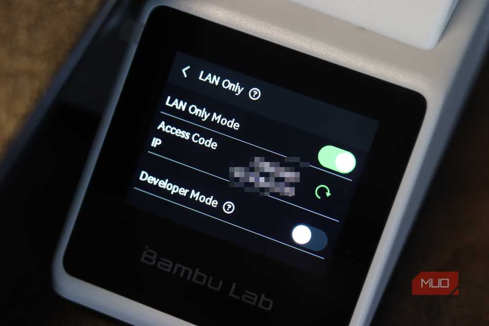 Меню LAN-режима на принтере Bambu Lab