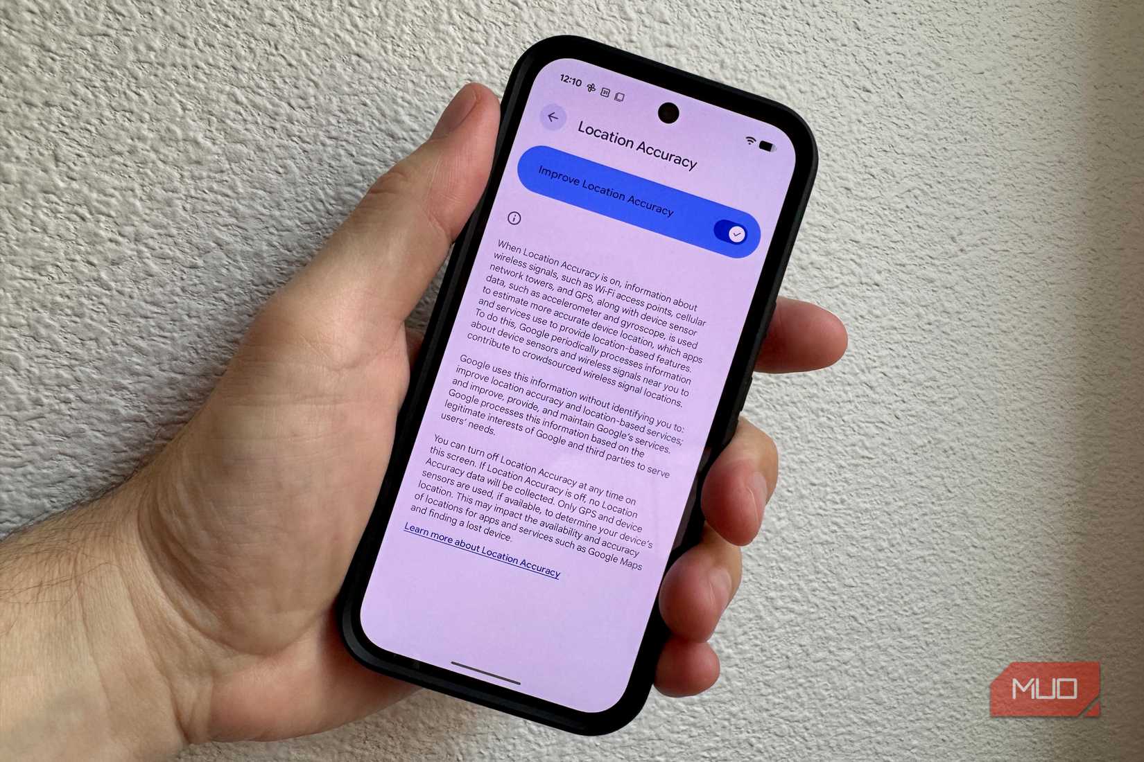 Location Accuracy screen on Pixel
