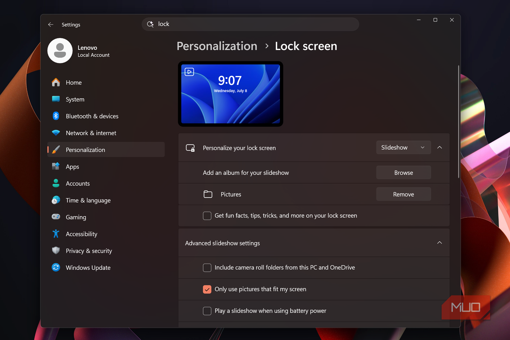 windows 11 lock screen settings