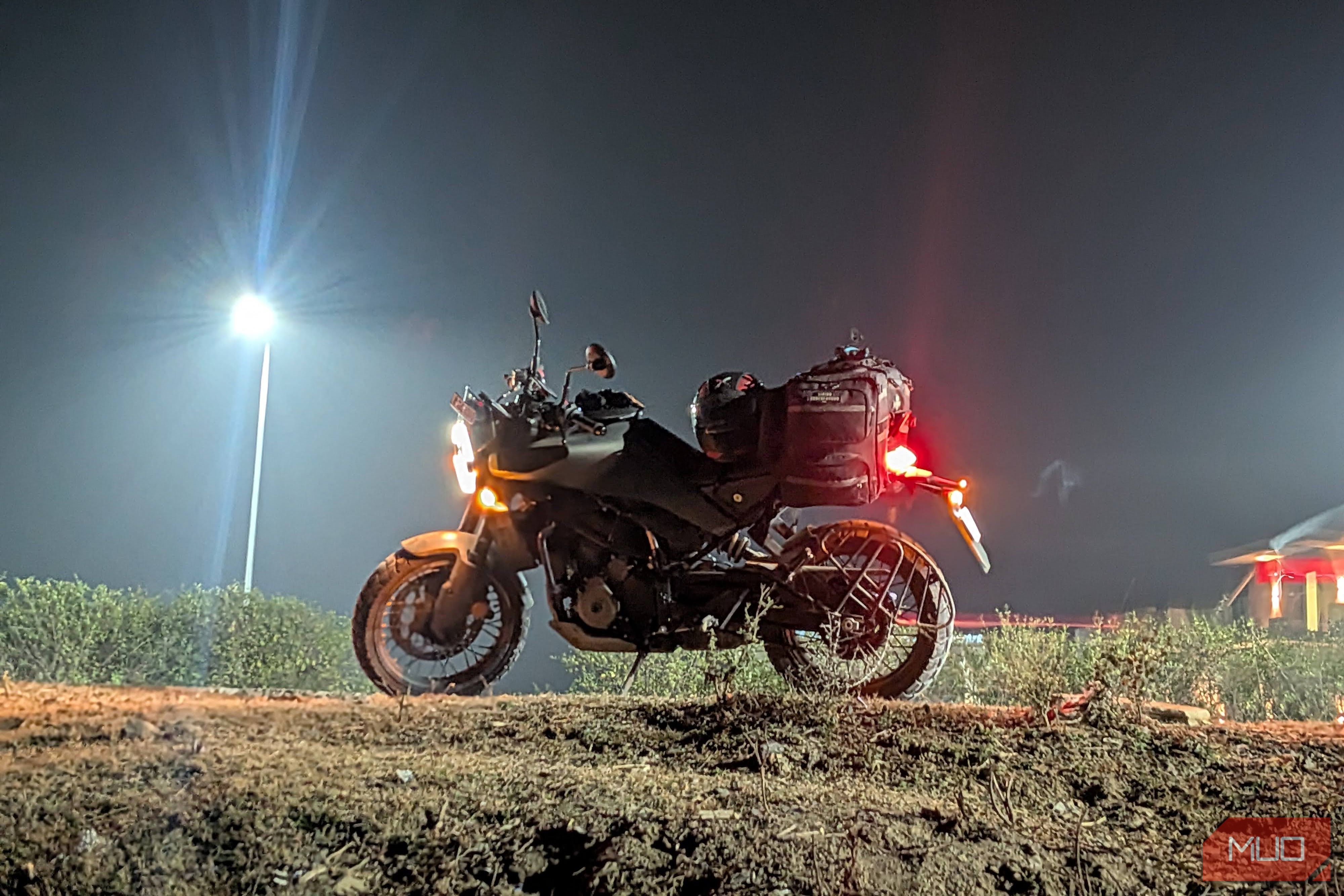 Long exposure photo of a bike.