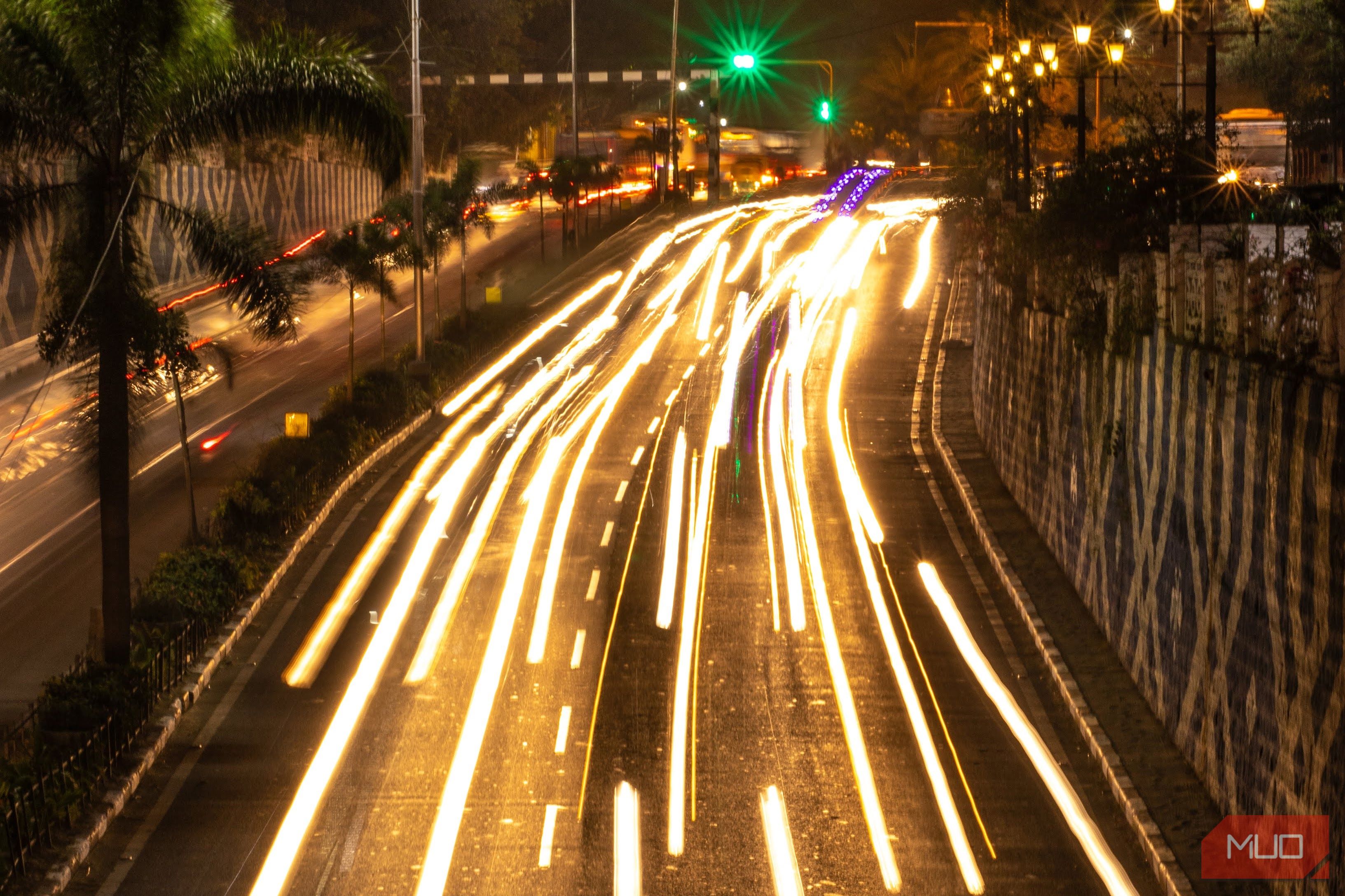 Long exposure photo of road.