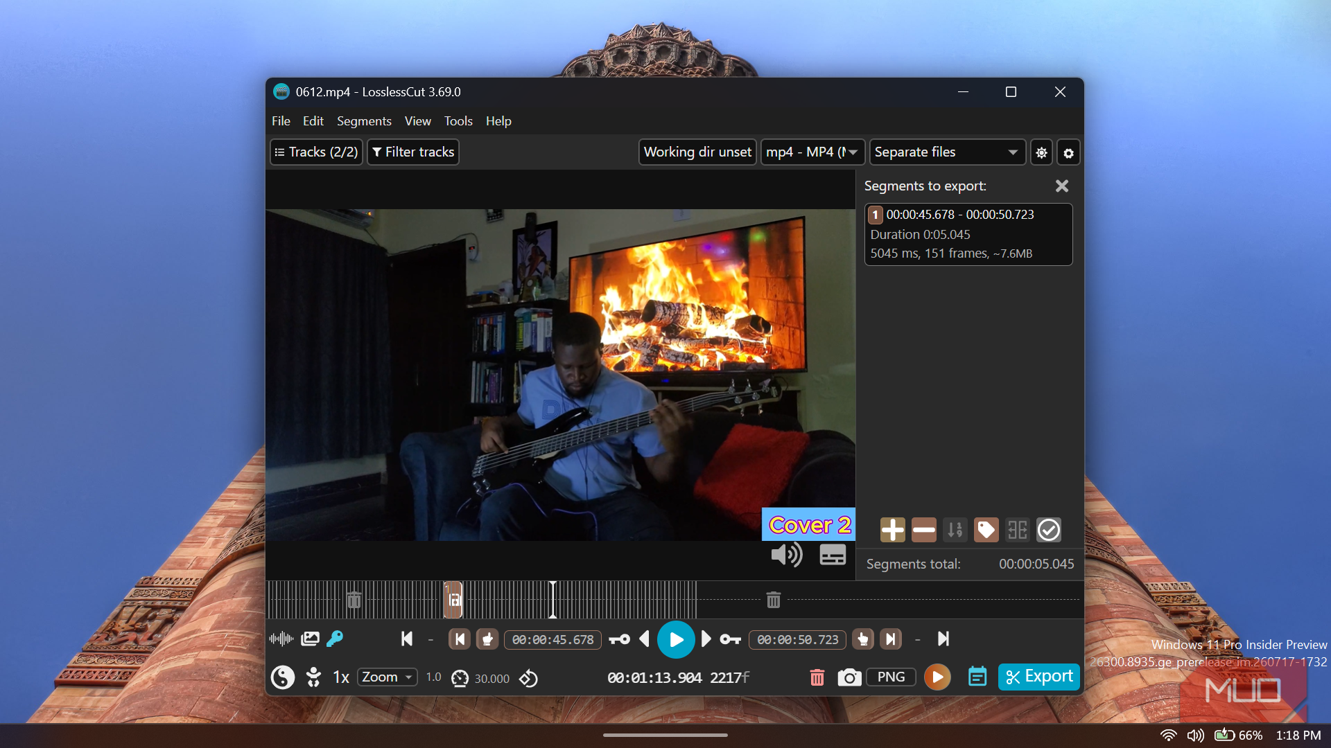 LosslessCut video editor application window interface