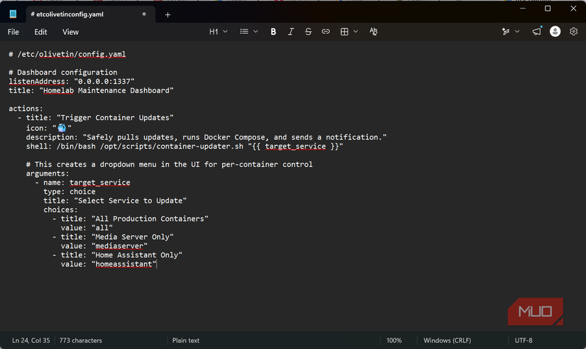 Map actions to web buttons with OliveTin