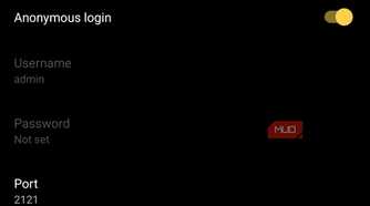 material file showing the FTP server interface