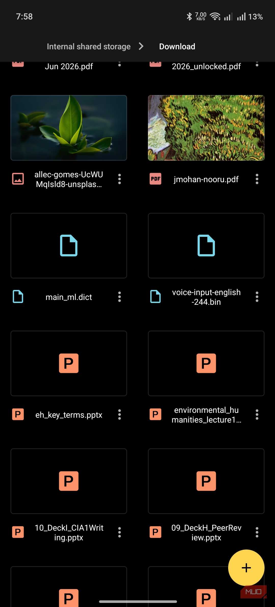 material files main user interface showing files