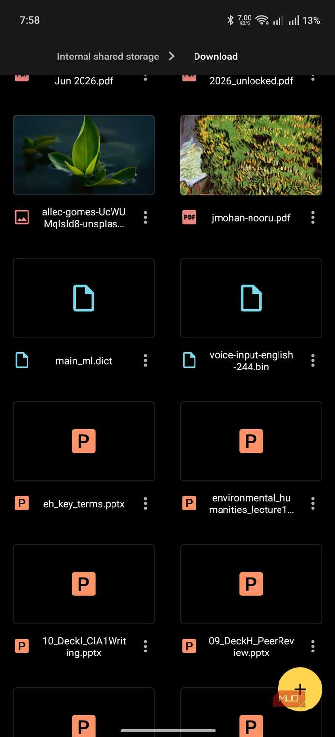 material files main user interface showing files