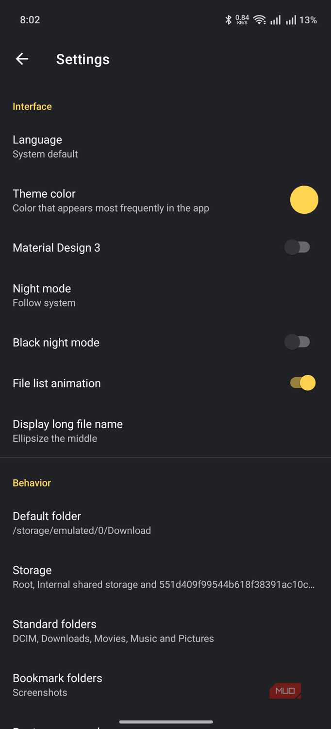 material files running the normal dark theme version