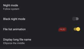material files running the normal dark theme version