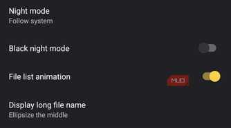 material files running the normal dark theme version