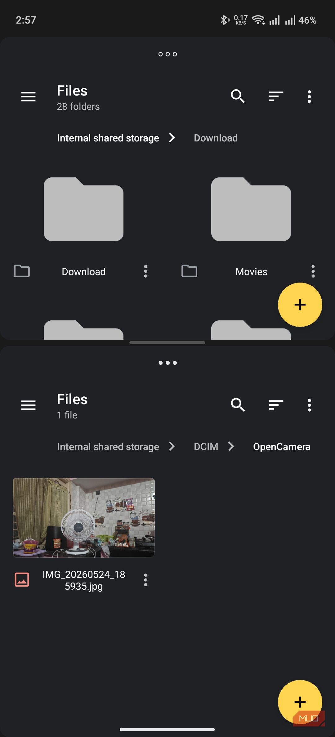 material files shown in split view option
