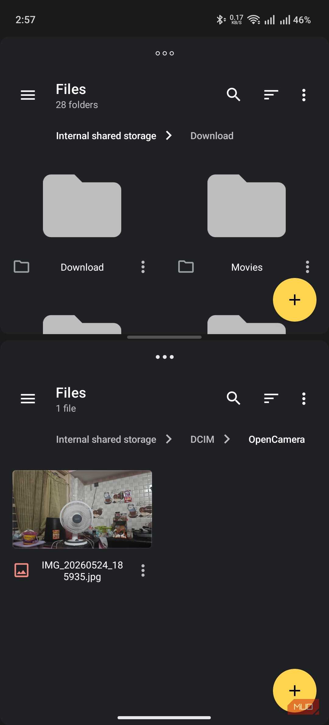 material files shown in split view option