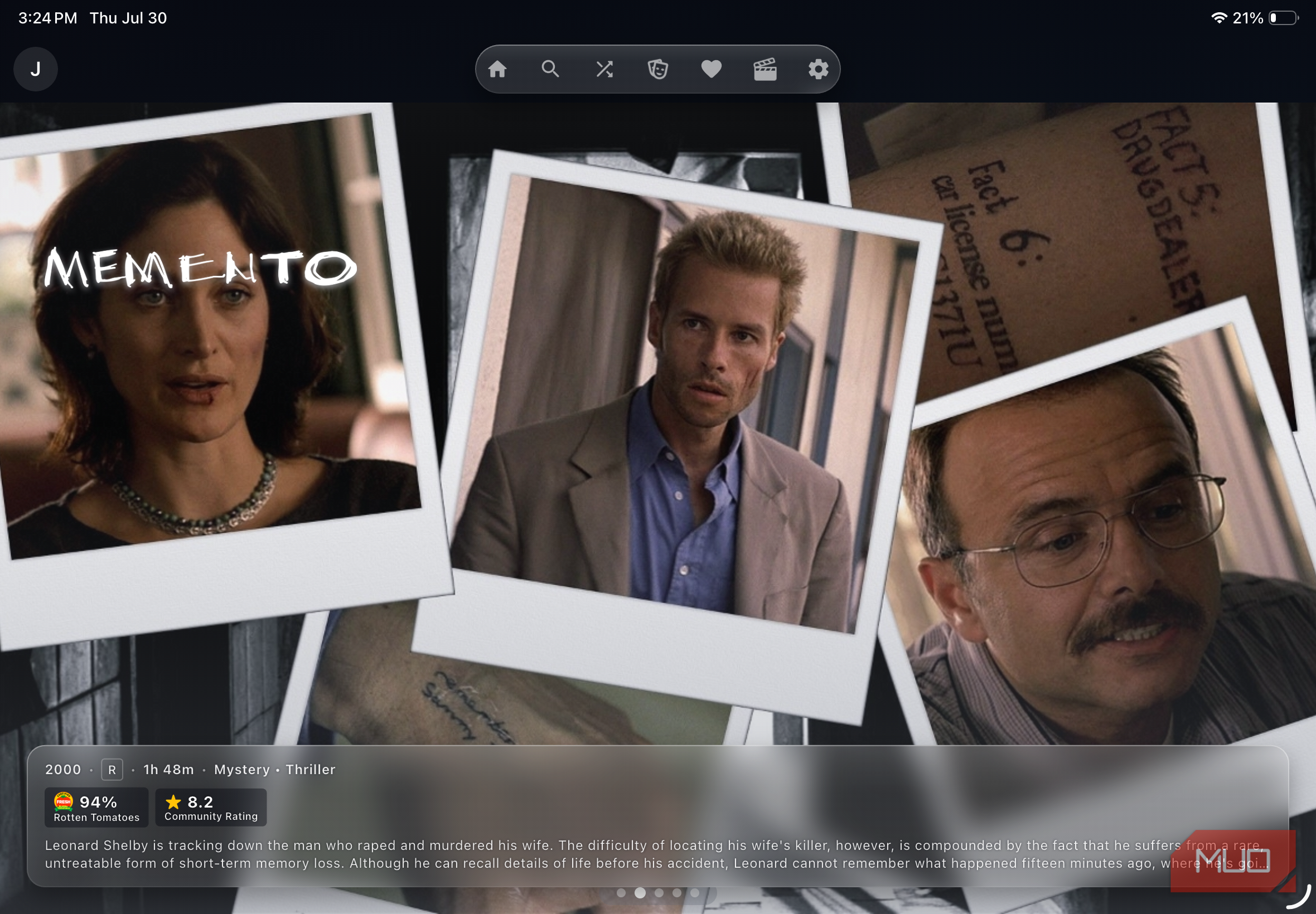 The individual movie interface on the Moonfin app.
