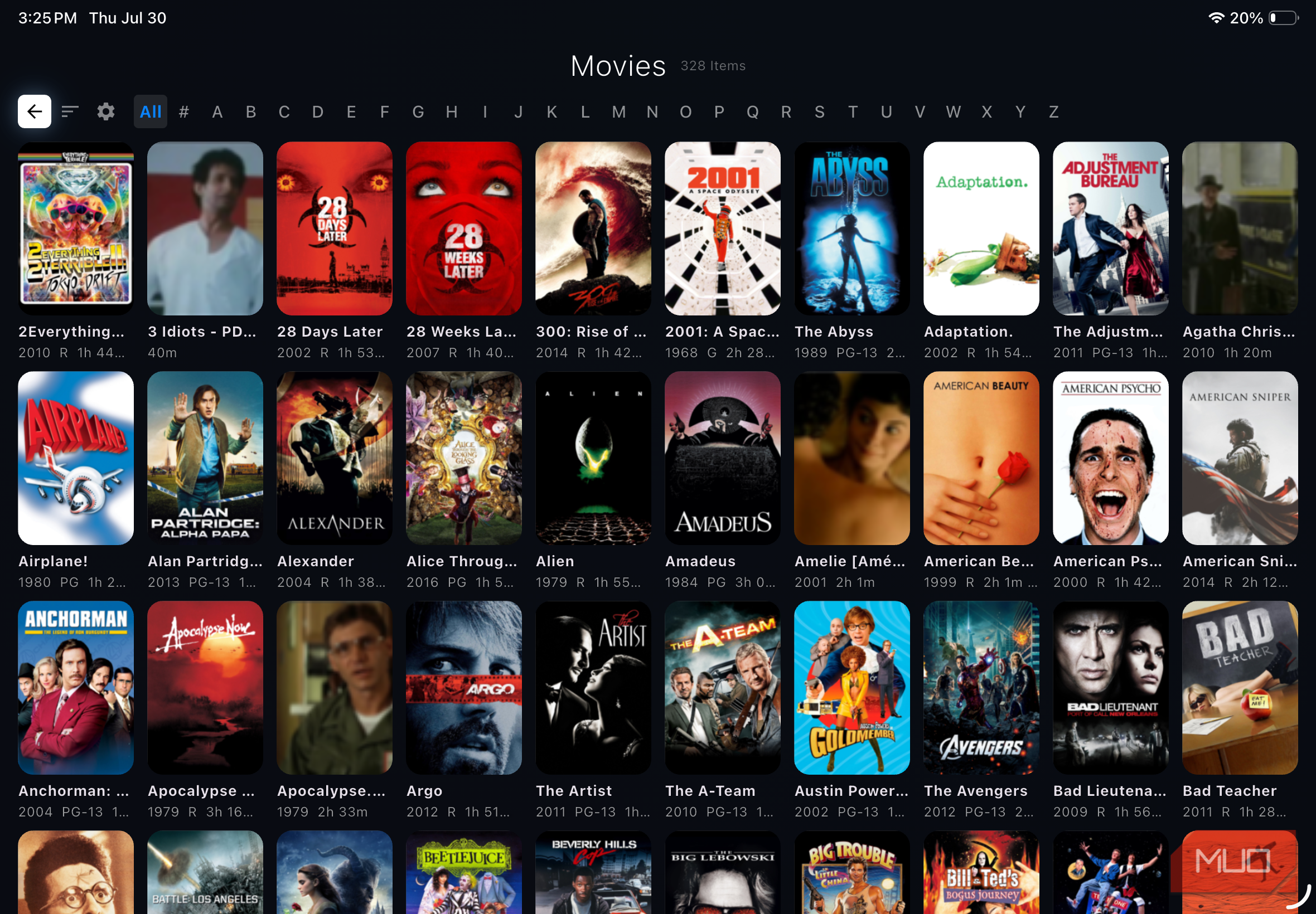 The Moonfin movies library.