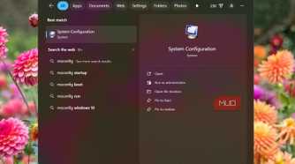 msconfig start menu option