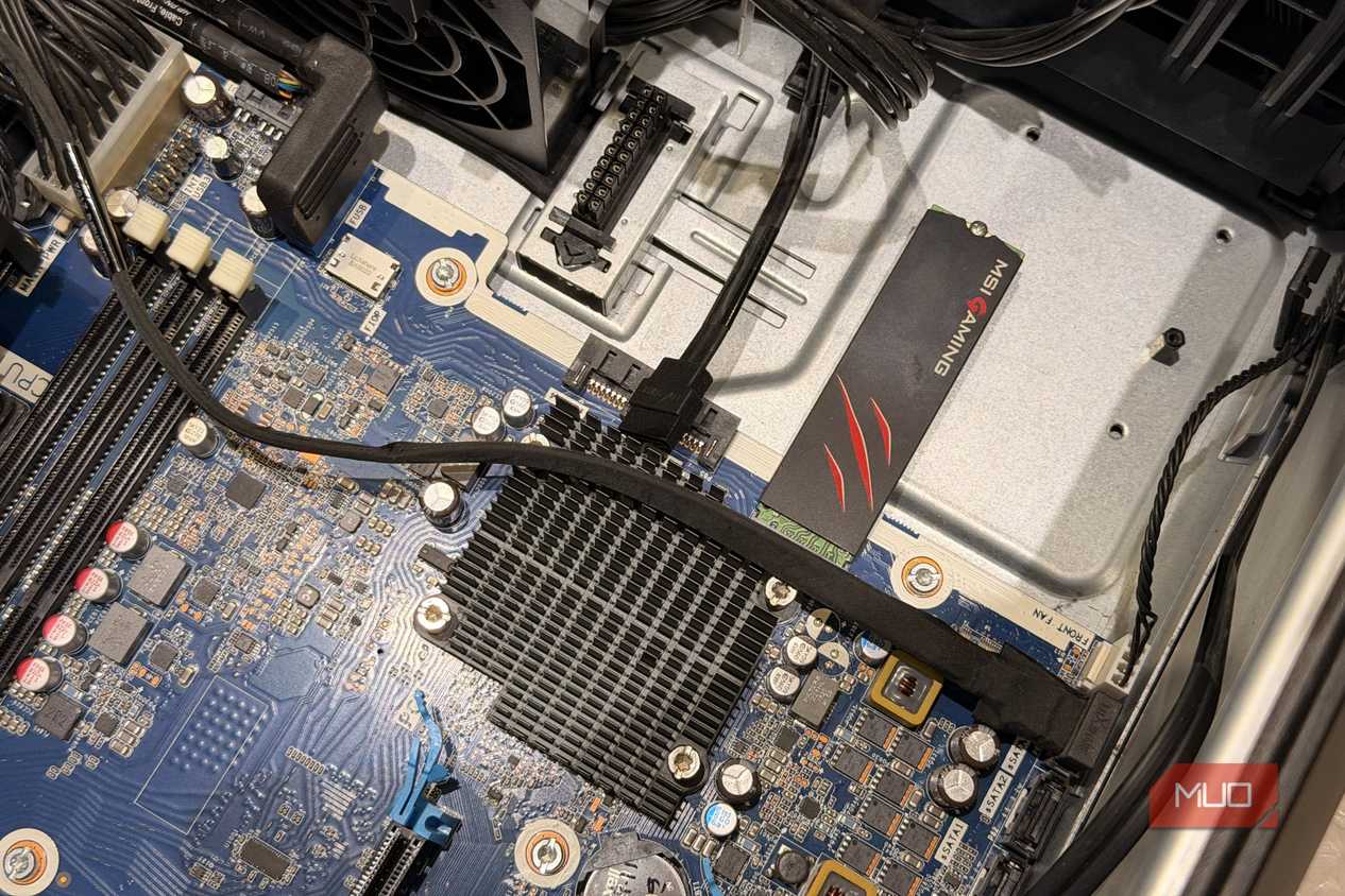 MSI Gaming M.2 SSD installed on the HP Z6 G4 motherboard near the heatsink