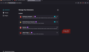 Mullvad browser showing the extension page