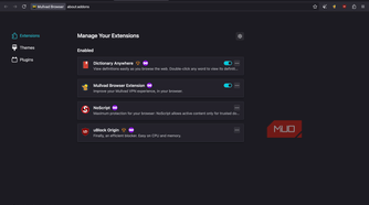 Mullvad browser showing the extension page